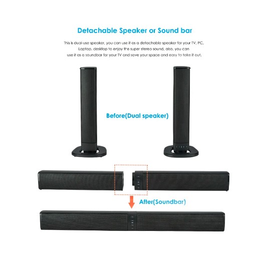 !!สินค้าขายดี!! ลำโพงบลูทูธ 2 in 1 รุ่น BS-36 Detachable Bluetooth Soundbar