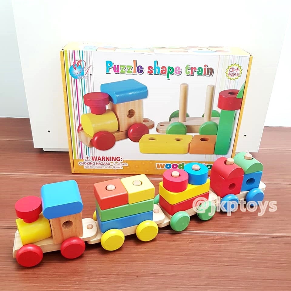 🏡บล็อคไม้จิ๊กซอว์ต่อรถไฟ เรียนรู้รูปทรง