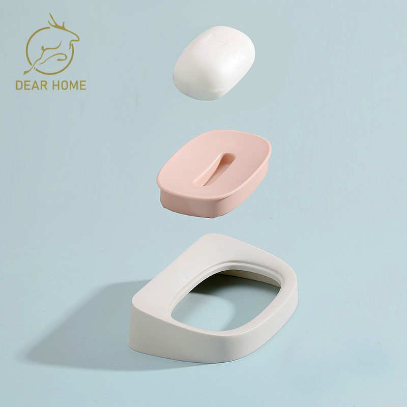 Dear Home กล่องสบู่ ถอดออกได้ ติดผนัง รูระบายน้ำ กล่องสบู่ห้องน้ำ ติดโดยไม่ต้องเจาะ ที่วางสบู่ ที่ใส่สบู่ กล่องใส่สบู่