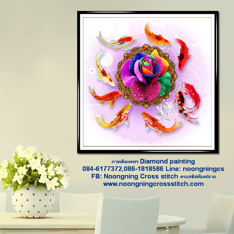 ครอบครัวหงส์ ครอสติสคริสตัล Diamond painting โมเสก ภาพติดเพชร งานฝีมือ DIY