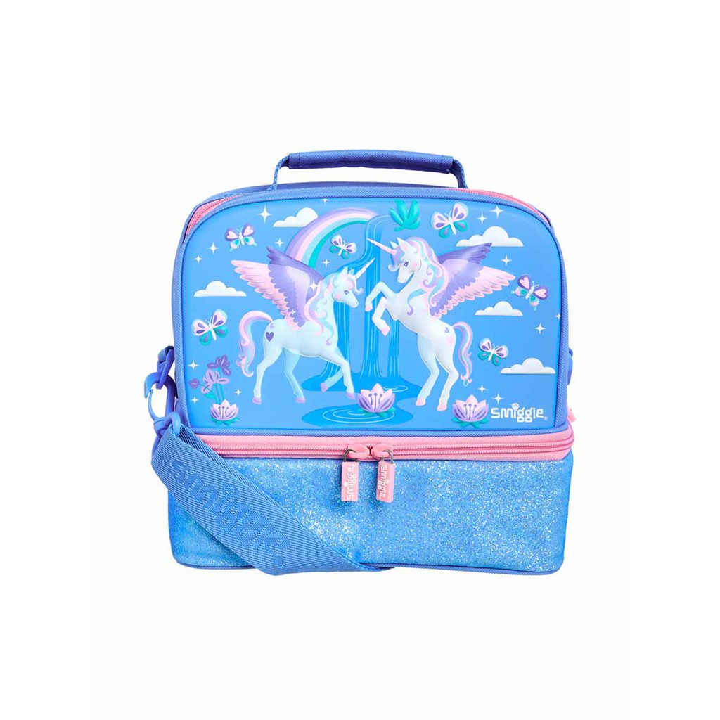 Smiggle กระเป๋าใส่กล่องข้าว คอลเลกชั่น Far ลายยูนิคอร์น สีน้ำเงิน