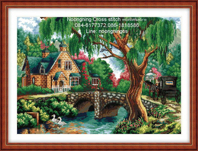 ทิวทัศน์ ชุดปักครอสติส พิมพ์ลาย ครอสติสจีน งานฝีมือทำที่บ้าน DIY