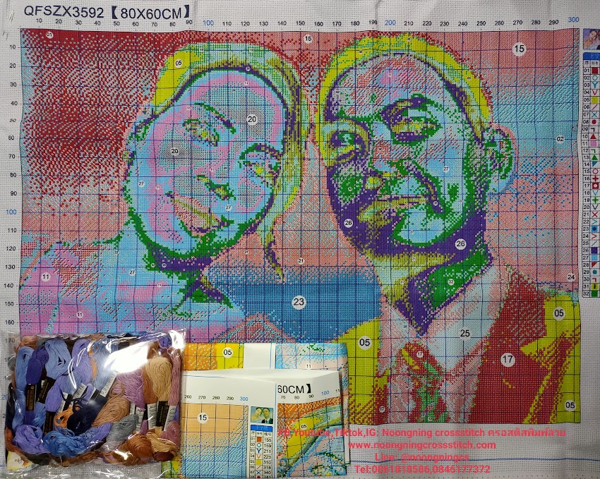 ครอสติส สั่งทํา 60x80ซม รูปคู่รัก ชุดปักครอสติส พิมพ์ลาย ครอสติสจีน งานฝีมือทำที่บ้าน DIY