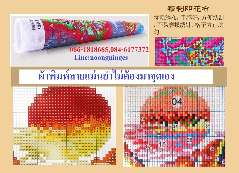 นกยูง ชุดปักครอสติส พิมพ์ลาย ครอสติสจีน งานฝีมือทำที่บ้าน DIY