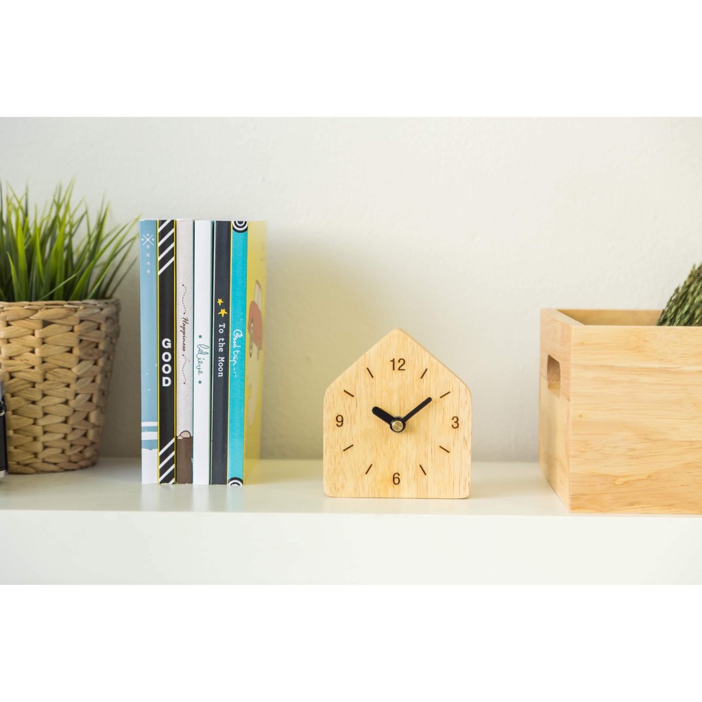 The Wood's Tale นาฬิกาตั้งโต๊ะ นาฬิกาไม้ เดินเงียบ HOUSE TABLE CLOCK จากไม้แท้ธรรมชาติ