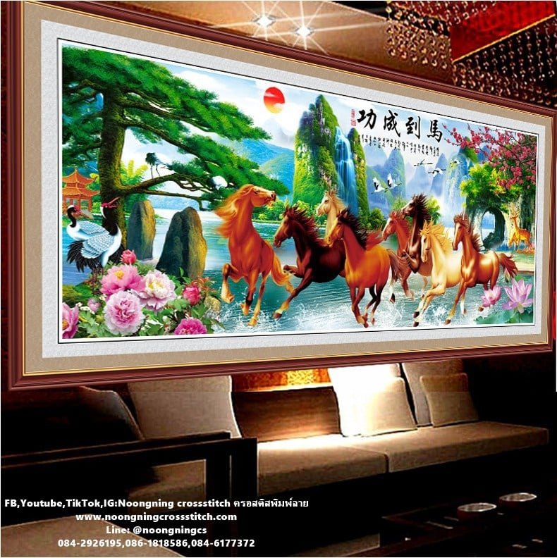 ม้า มงคล หุบเขากุ้ยหลิน ครอสติสคริสตัล Diamond painting โมเสก ภาพติดเพชร งานฝีมือทำที่บ้าน DIY