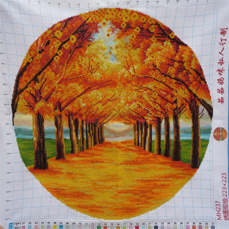 ถนนต้นไม้สีทองอร่าม ครอสติสปักสำเร็จ