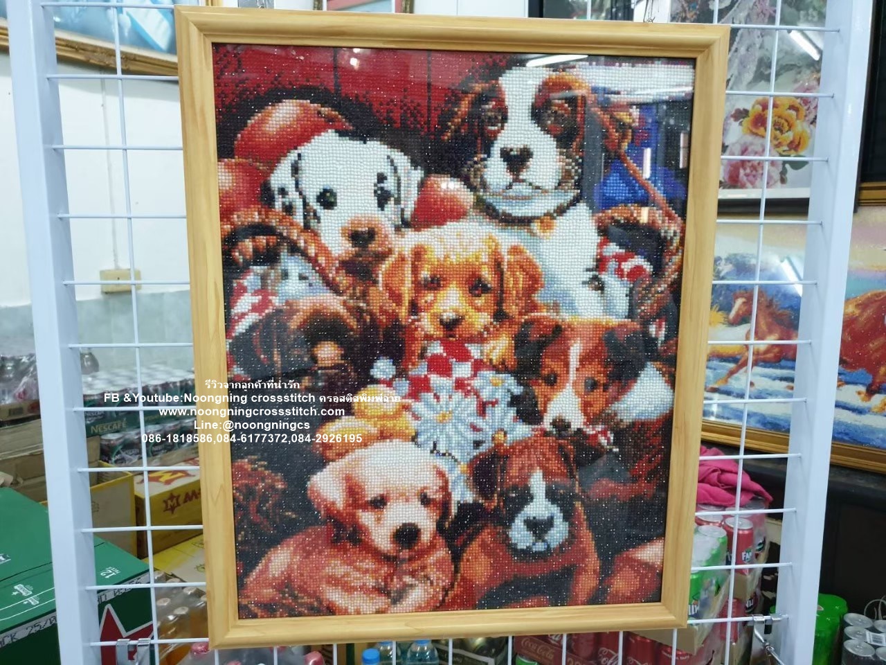 แมวน้อย VSเสือขาว ครอสติสคริสตัล Diamond painting โมเสก ภาพติดเพชร งานฝีมือทำที่บ้าน DIY