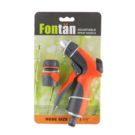 ปืนฉีดน้ำ ปรับแบบน้ำได้ + ข้อต่อ FONTAN สีเทา-ส้ม ใช้งานได้อย่างมั่นใจ