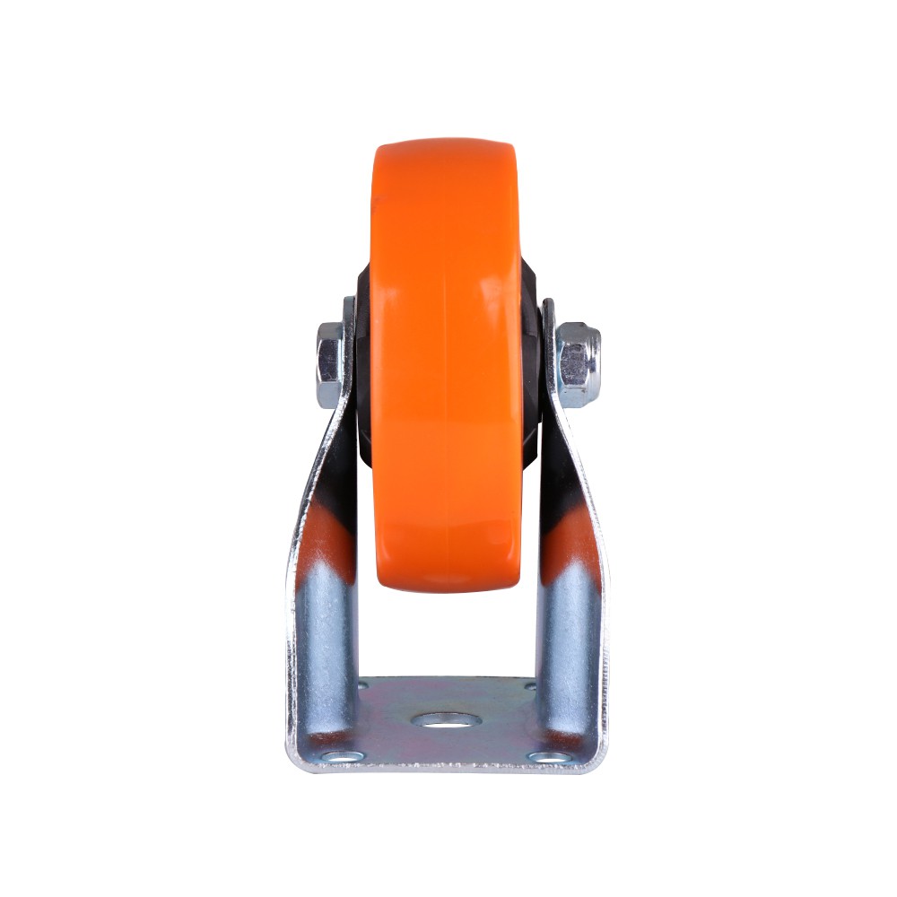 อะไหล่ เฟอร์นิเจอร์ ลูกล้อ POLYURETHANE ORANGE FITT แป้นตาย 4" RIGID CASTER WHEEL 4" FITT 748100 POLYURETHANE ORANGE