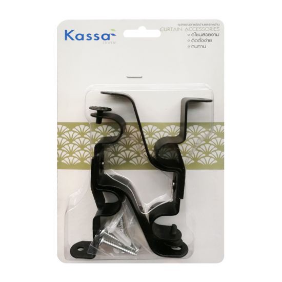 KASSA HOME ขาจับราง 2 ชั้น รุ่น 19.11.655 ขนาด 19 มม. (ชุด 2 ชิ้น) สีดำ ดีไซน์เรียบหรู
