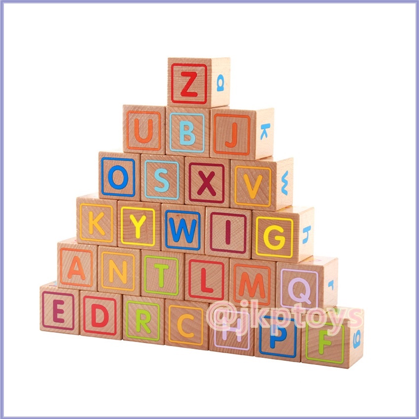 บล็อคไม้ลูกเต๋า ABC พร้อมภาพเเละคำศัพท์