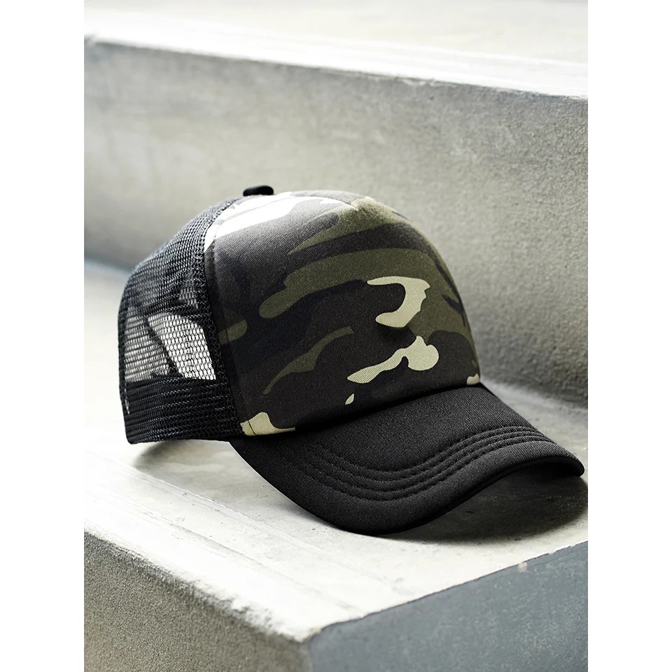 !!สินค้าขายดี!! หมวกแก๊ปลายพราง หมวกแก็ปป้องกันแสงแดด Trucker Cap