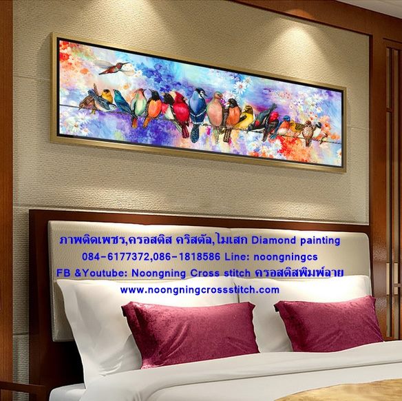 นก ครอสติสคริสตัล Diamond painting โมเสก ภาพติดเพชร งานฝีมือ DIY