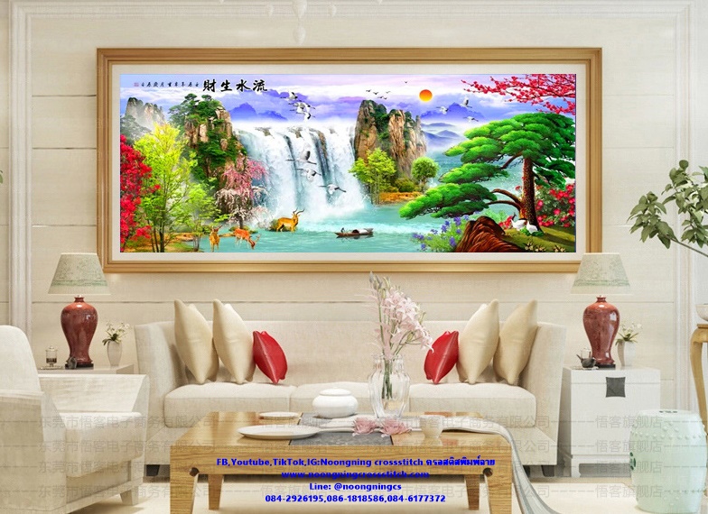 แจกันดอกไม้ สวยงาม ชุดปักครอสติช พิมพ์ลาย ครอสติสจีน งานฝีมือ DIY