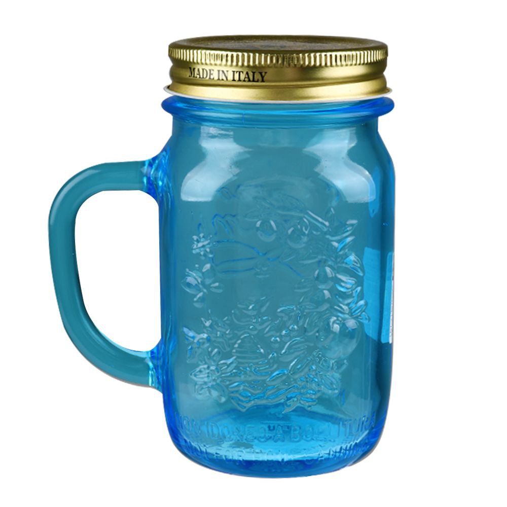 ขวดโหลแก้วฟ้ามีหู BORMIOLI ฝาเกลียวทอง 0.4 ลิตร CANISTER GLASS 0.4L SCREW LID