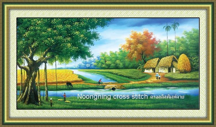 ทิวทัศน์ ชุดปักครอสติส พิมพ์ลาย ครอสติสจีน งานฝีมือทำที่บ้าน DIY