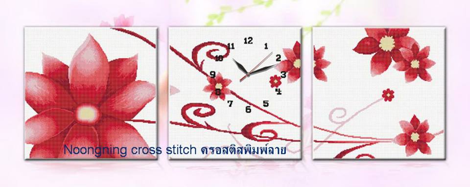ดอกไม้ ชุดปักครอสติช พิมพ์ลาย ครอสติสจีน งานฝีมือ DIY