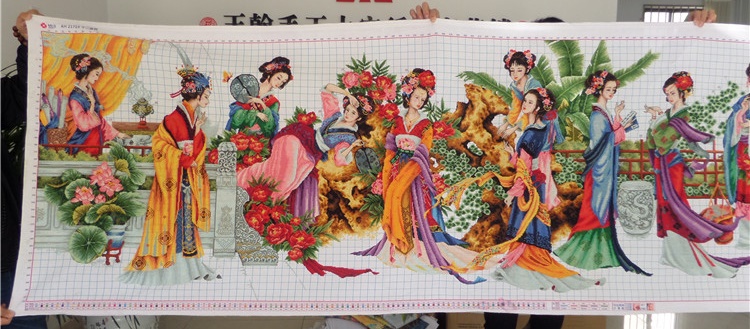 ผู้หญิงจีน เสือ ชุดปักครอสติส พิมพ์ลาย ครอสติสจีน งานฝีมือทำที่บ้าน DIY