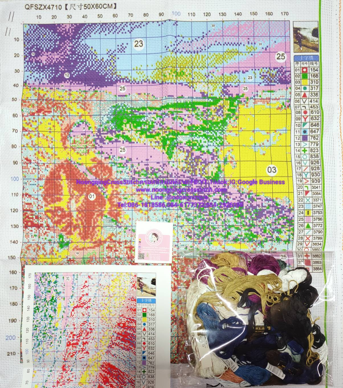 ครอสติส สั่งทํา 50x60ซม รูปตัวเองท่องเที่ยว ชุดปักครอสติส พิมพ์ลาย ครอสติสจีน งานฝีมือทำที่บ้าน DIY