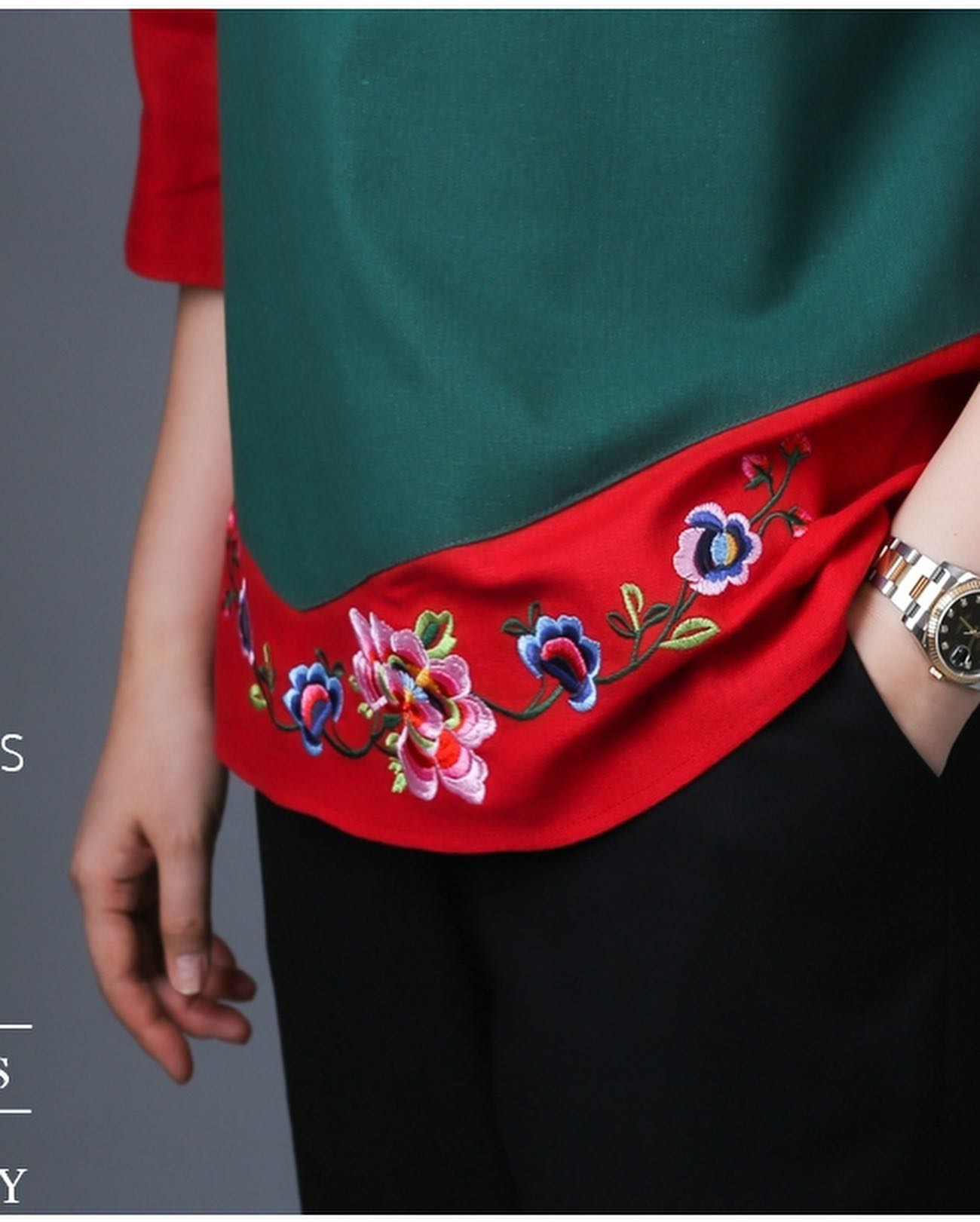 BLUEBERRY NIGHTS 14130 ชุดเซ็ตผ้าฝ้ายธรรมชาติ เสื้อผ้าฝ้ายธรรมชาติเนื้อดีเกรดพรีเมี่ยม เนื้อผ้านุ่มใส่สบายมากๆๆ ดีเทลผ้าสีพื้นตัดสลับสี ปักลวดลายดอกไม้หน้าและหลัง แพทเทิร์นกางเกงสีพื้นขายาว เอวยางยืดอิลาสติกอย่างดี มีกระเป๋าข้างซ้าย-ขวา ใส่สบายมากๆ ใส่เที