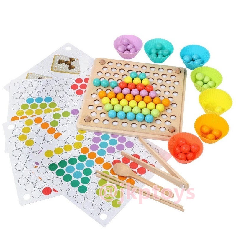 ของเล่นเสริมพัฒนาการ ของเล่นไม้ เซตหัดคีบ จับคู่สี สร้างจินตนาการ