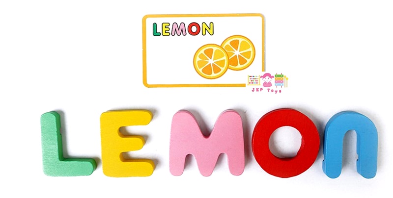 กระดานจิ๊กซอว์ตัวอักษรไม้ + การ์ดคำศัพท์เรียนรู้ภาษาอังกฤษ