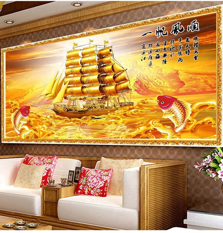 เรือสำเภา ครอสติสคริสตัล Diamond painting โมเสก ภาพติดเพชร งานฝีมือ DIY