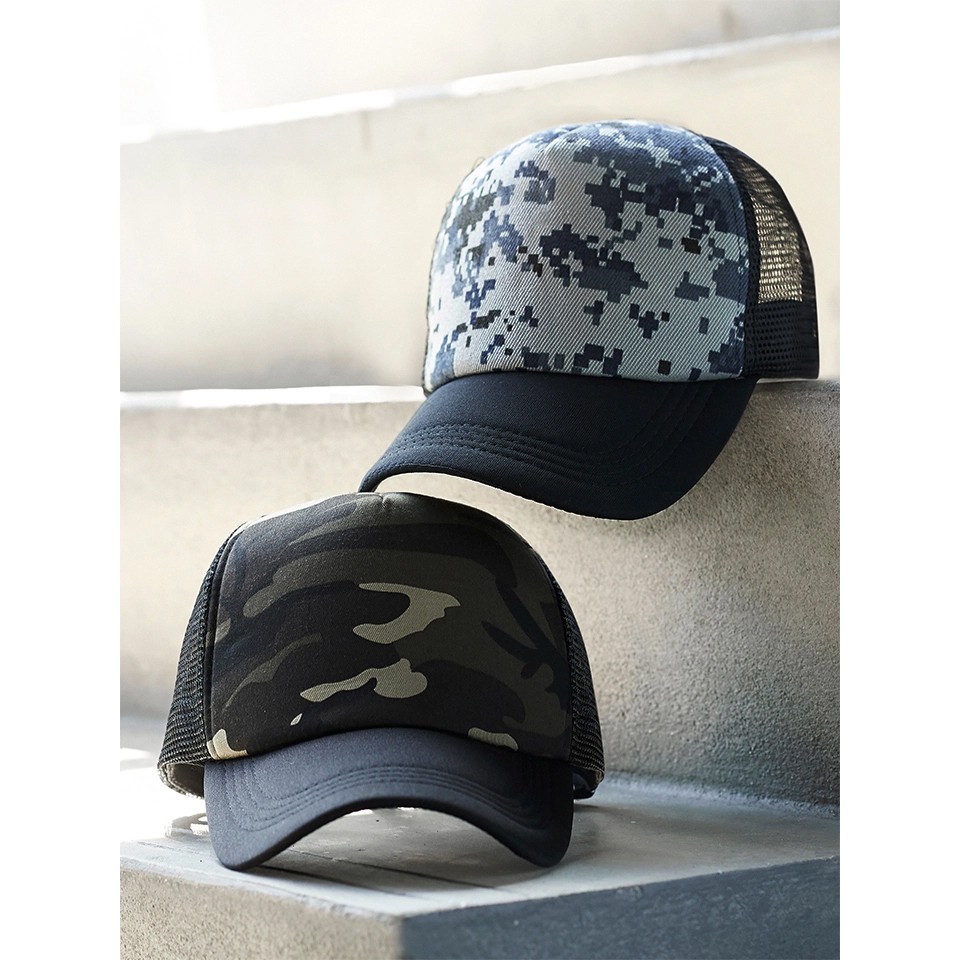 !!สินค้าขายดี!! หมวกแก๊ปลายพราง หมวกแก็ปป้องกันแสงแดด Trucker Cap