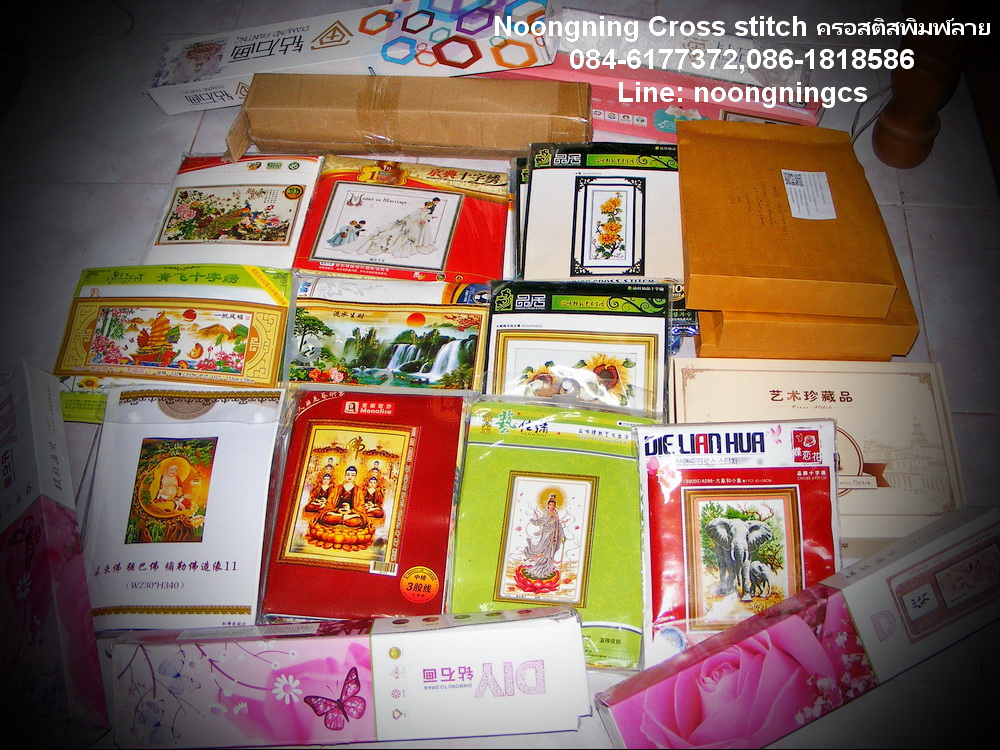 นกคู่ ชุดปักครอสติช พิมพ์ลาย ครอสติสจีน งานฝีมือ DIY