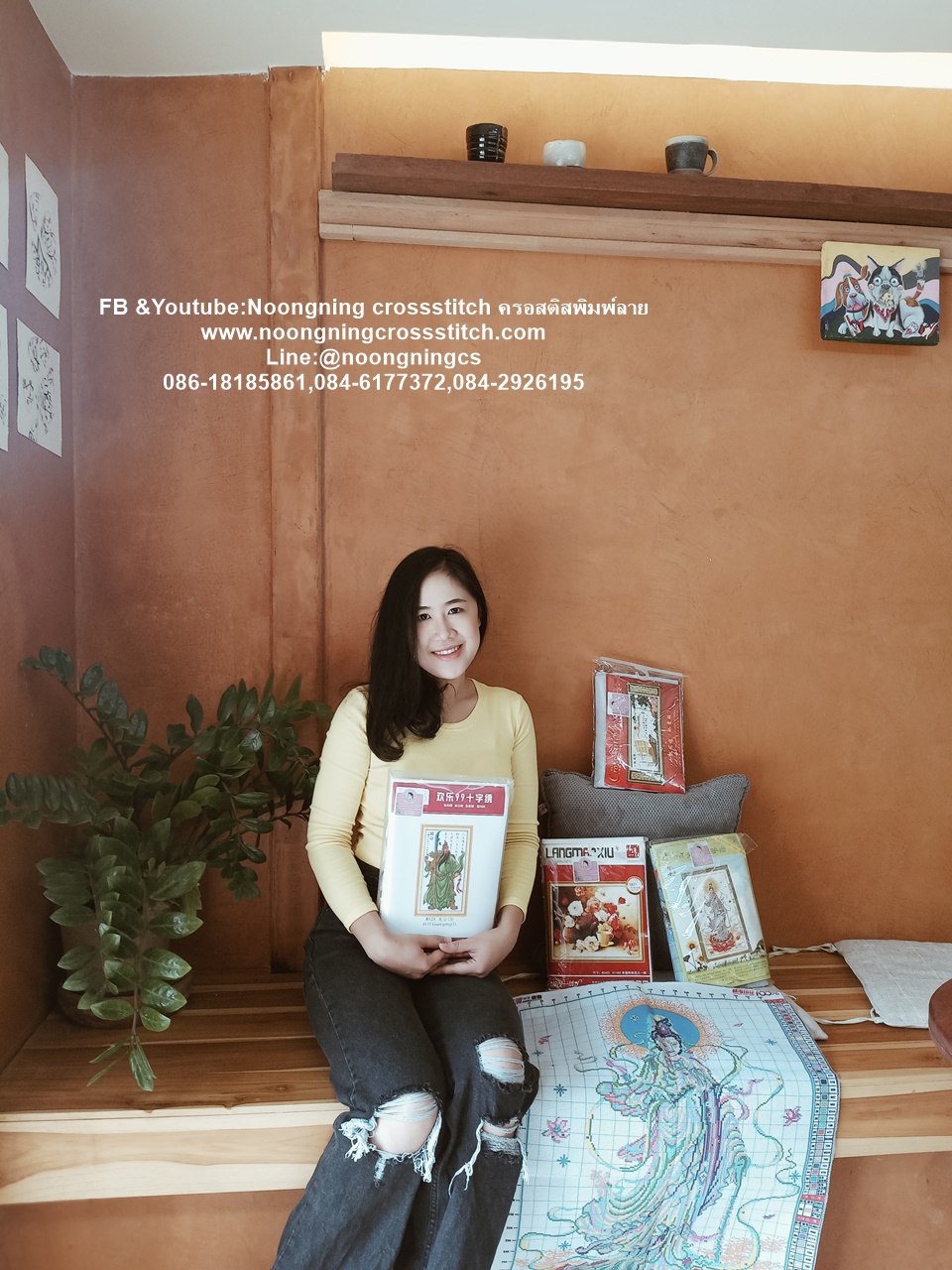 คู่รัก ชุดปักครอสติส พิมพ์ลาย ครอสติสจีน งานฝีมือทำที่บ้าน DIY