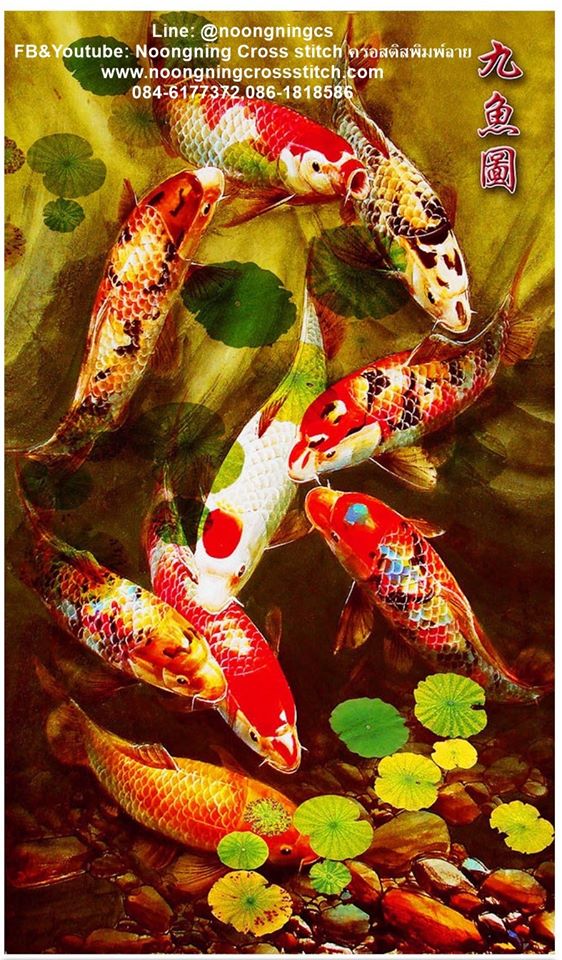 ปลาคราฟ มงคล ครอสติสคริสตัล Diamond painting โมเสก ภาพติดเพชร งานฝีมือ DIY