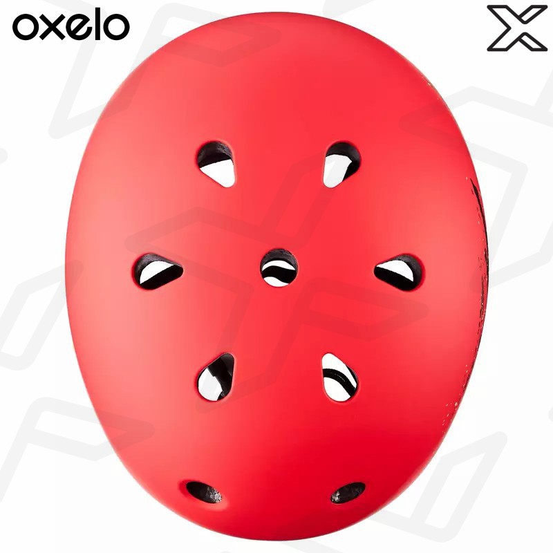 OXELO หมวกกันน็อคสำหรับเล่นสเก็ต สเก็ตบอร์ด และสกู๊ตเตอร์รุ่น Play 7 (สีแดง)