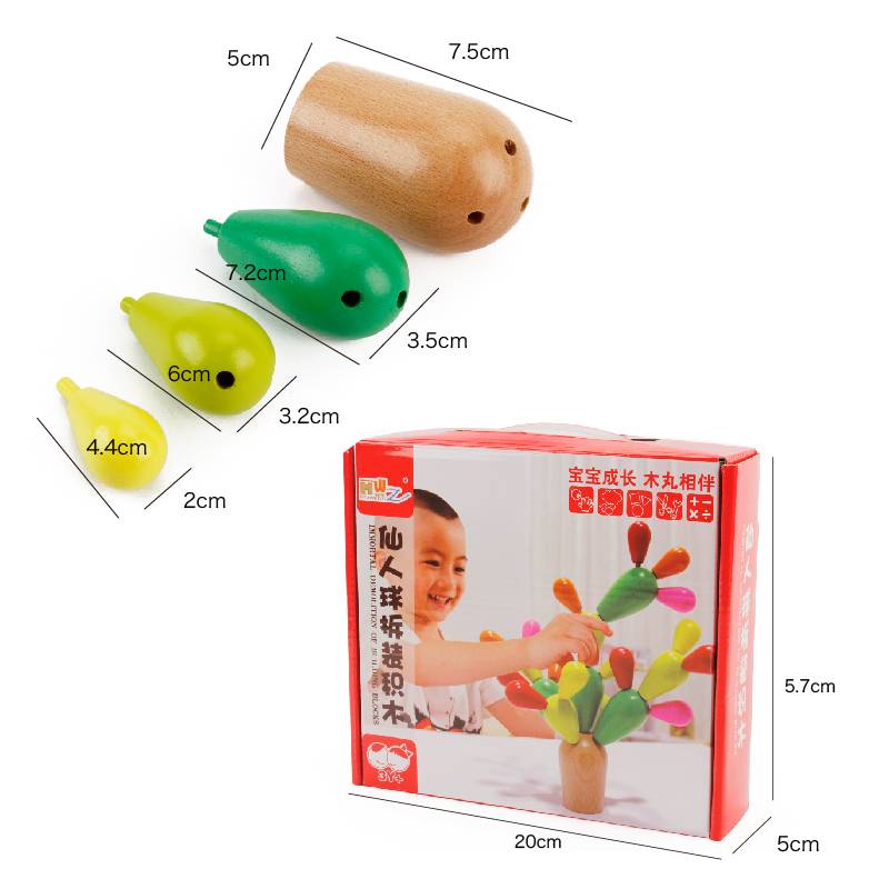 ของเล่นไม้เสริมพัฒนาการ เกมต่อกระบองเพชร Balancing Cactus