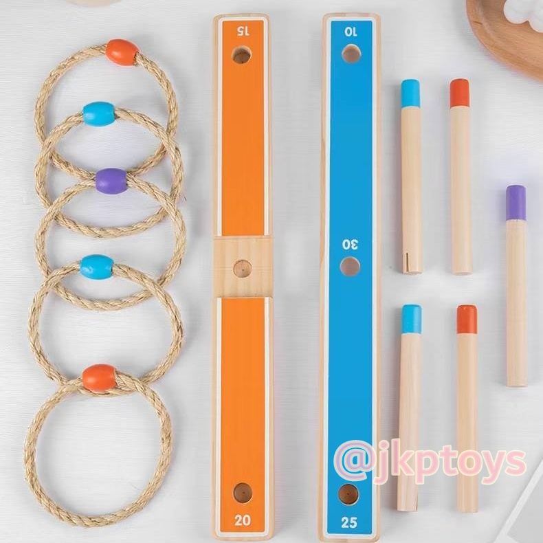 ของเล่นไม้ เกมส์โยนห่วง ่สีฟ้า