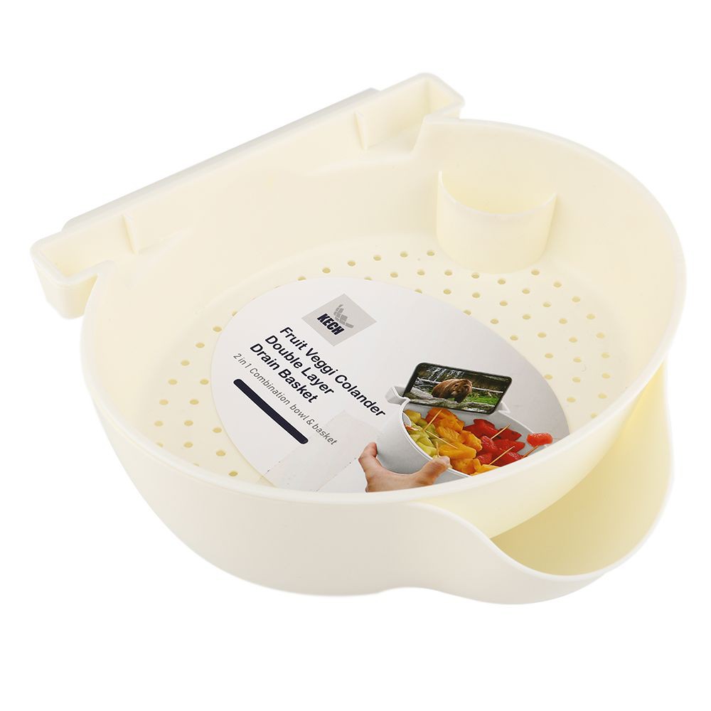 ตะกร้าล้างผัก KECH 19052109 สีขาว อุปกรณ์จัดเก็บในครัว ตะกร้าใส่ของในครัว