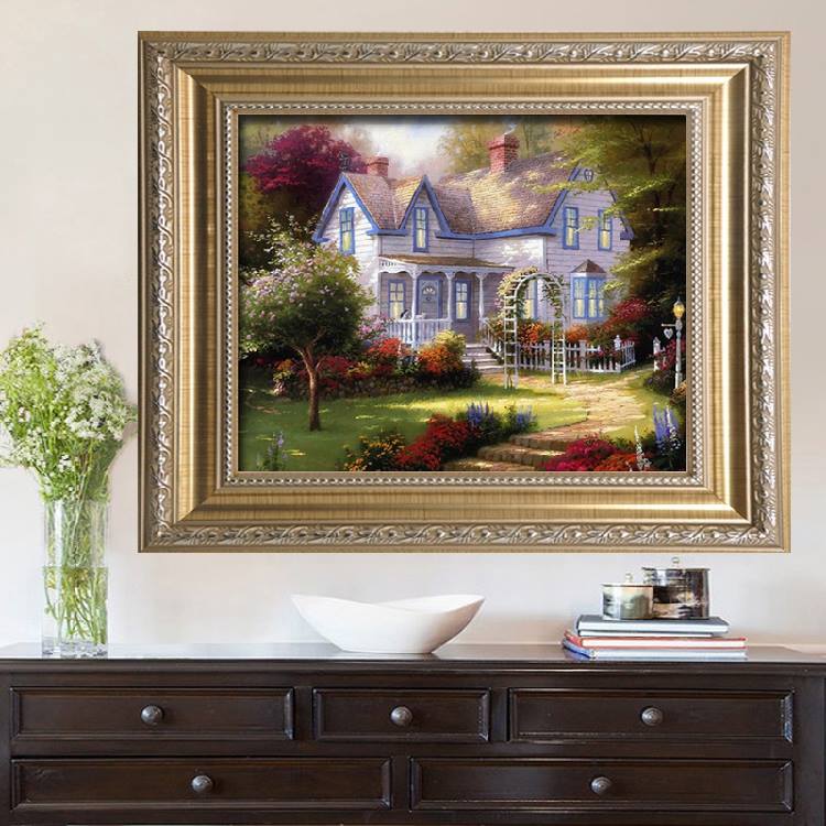 บ้าานสวน รื่นรมย์ ครอสติสคริสตัล Diamond painting โมเสก ภาพติดเพชร งานฝีมือทำที่บ้าน DIY