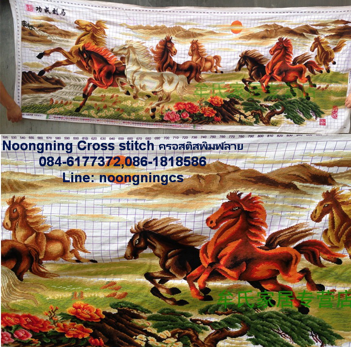 นกคู่&ดอกหญ้า ชุดปักครอสติช พิมพ์ลาย ครอสติสจีน งานฝีมือ DIY