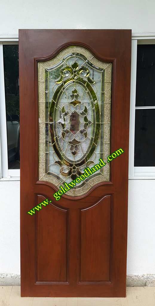 ประตูไม้สักกระจกนิรภัย GBBB - 72