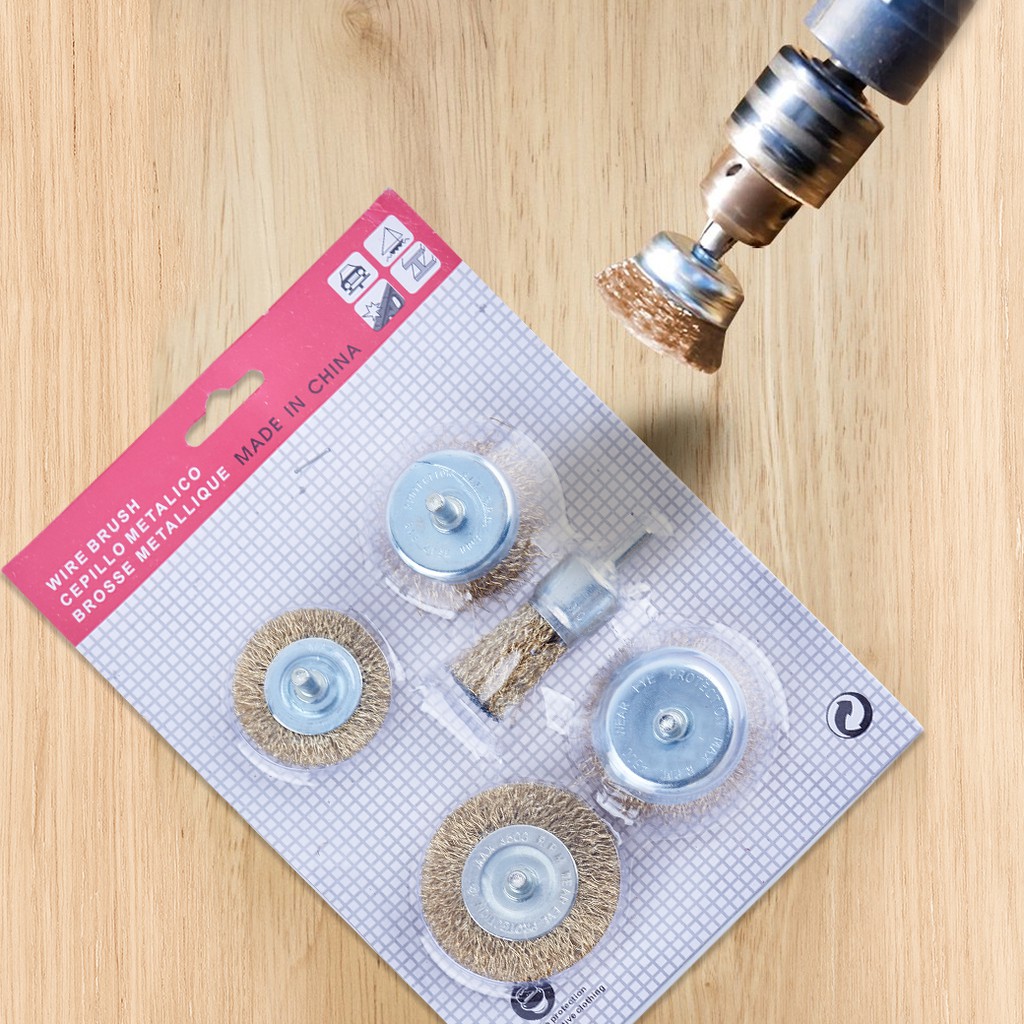 !!สินค้าขายดี!! เซ็ตล้อแปรงลวดขัดล้อ 5 ชิ้น Wire Brush Set