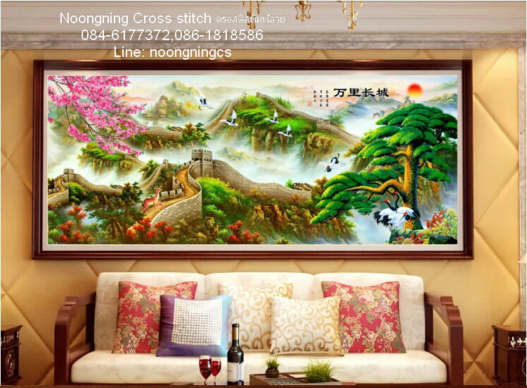 ปลาคราฟ ดอกบัว มงคล ชุดปักครอสติช พิมพ์ลาย ครอสติสจีน งานฝีมือ DIY