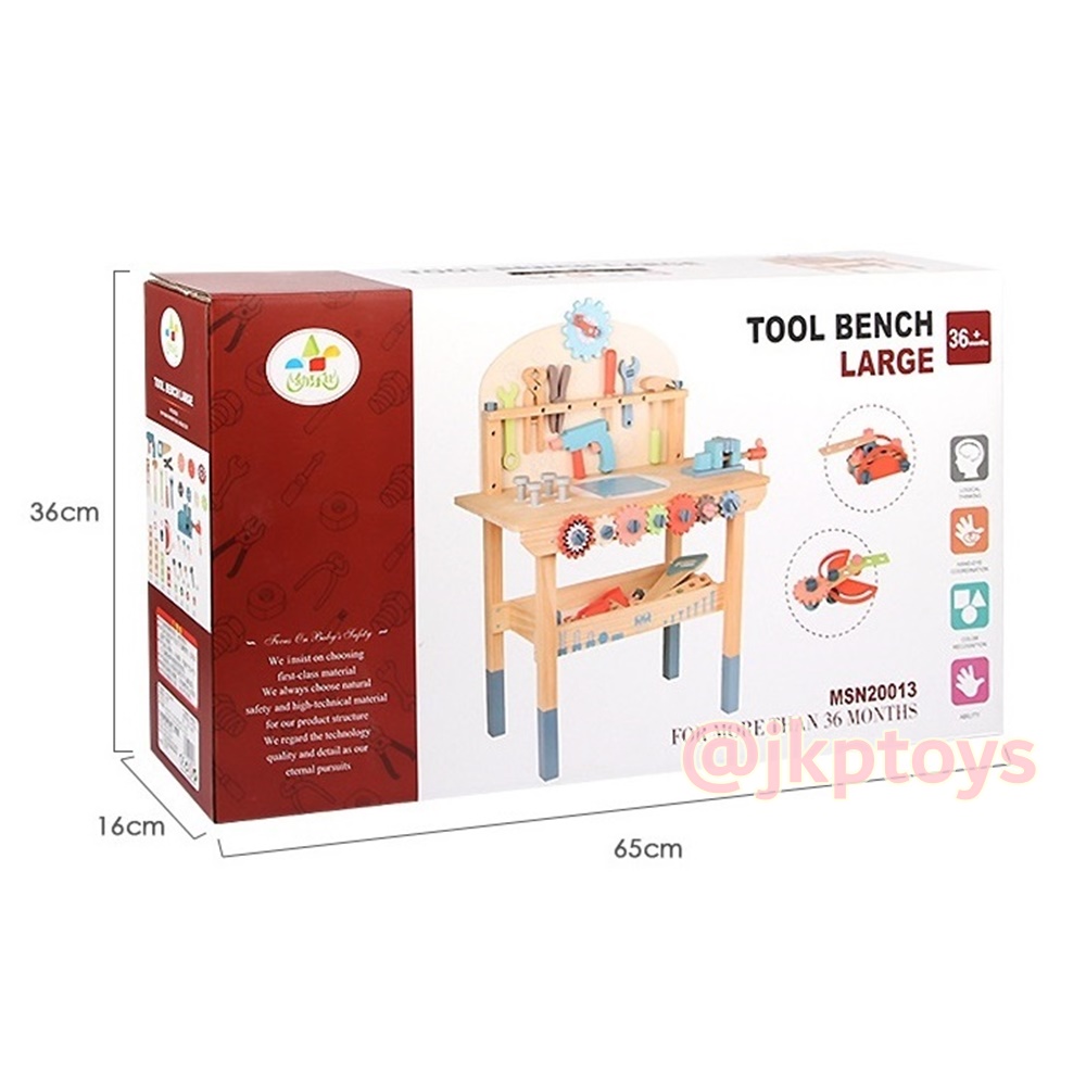 ⭐🚧🌞ของเล่นไม้บทบาทสมมติ โต๊ะเครื่องมือช่างพร้อมอุปกรณ์ ขนาดใหญ่