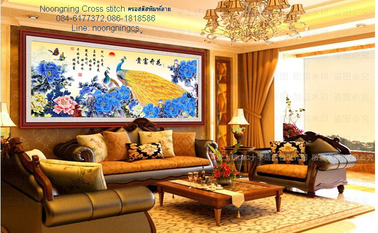 สำเภา 2 ลำ ชุดปักครอสติช พิมพ์ลาย ครอสติสจีน งานฝีมือ DIY