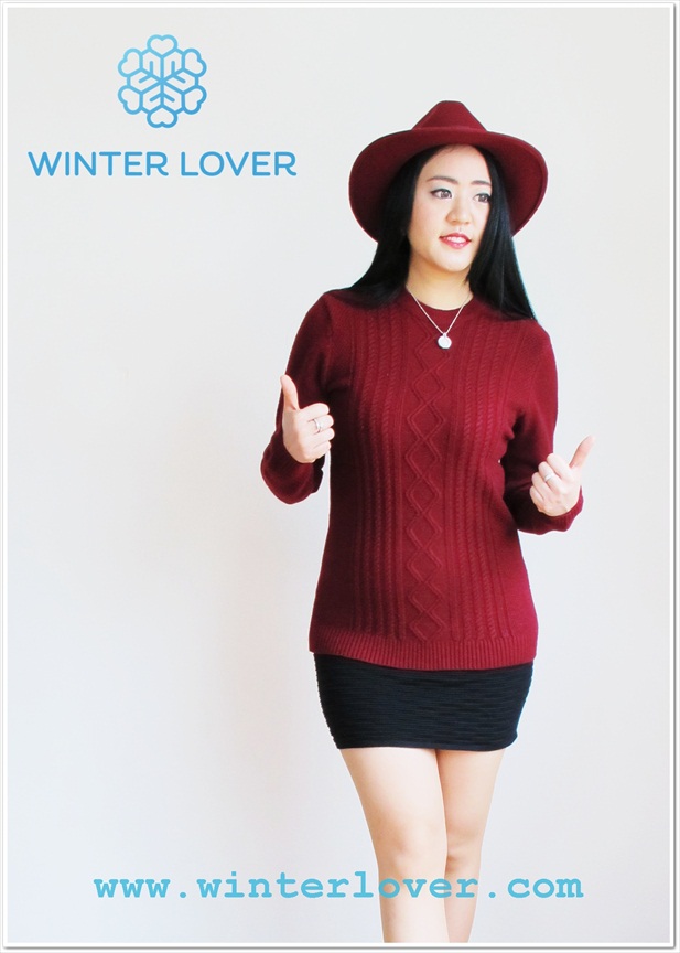 เสื้อไหมพรมสีแดงคอกลมแขนยาวพร้อมส่ง