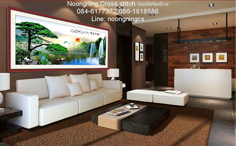 วิวภูเขา ชุดปักครอสติช พิมพ์ลาย ครอสติสจีน งานฝีมือ DIY