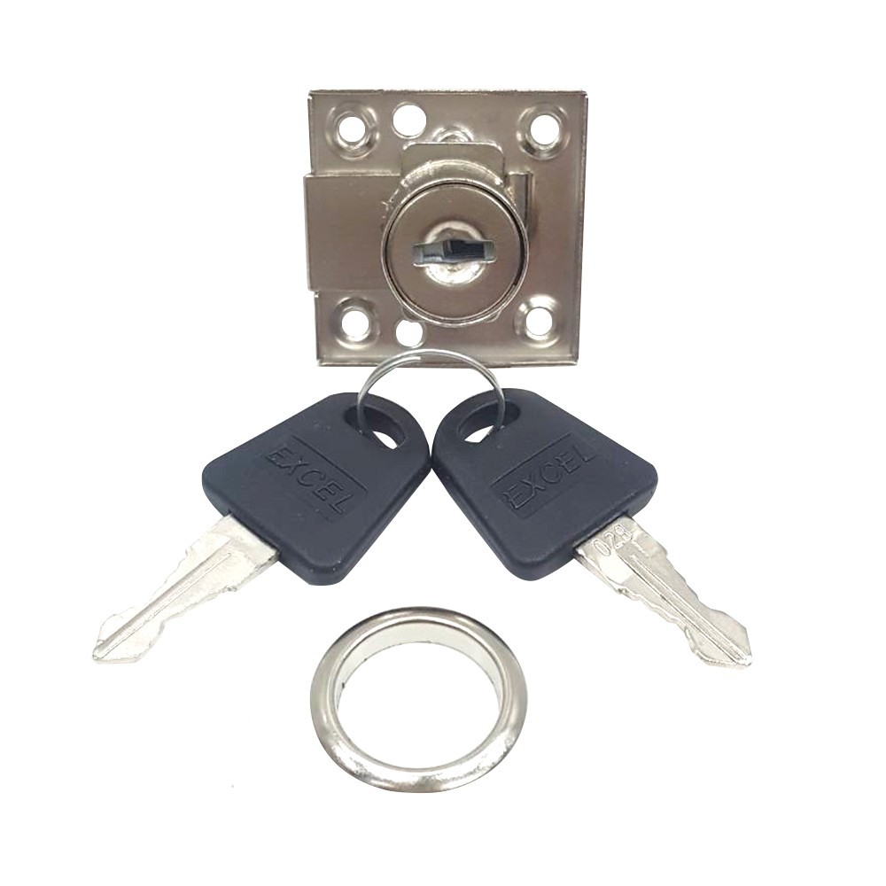 อะไหล่ เฟอร์นิเจอร์ กุญแจล็อคลิ้นชัก EXCEL 559 1ชุด EXCEL 559 DRAWER LOCK 1 SET