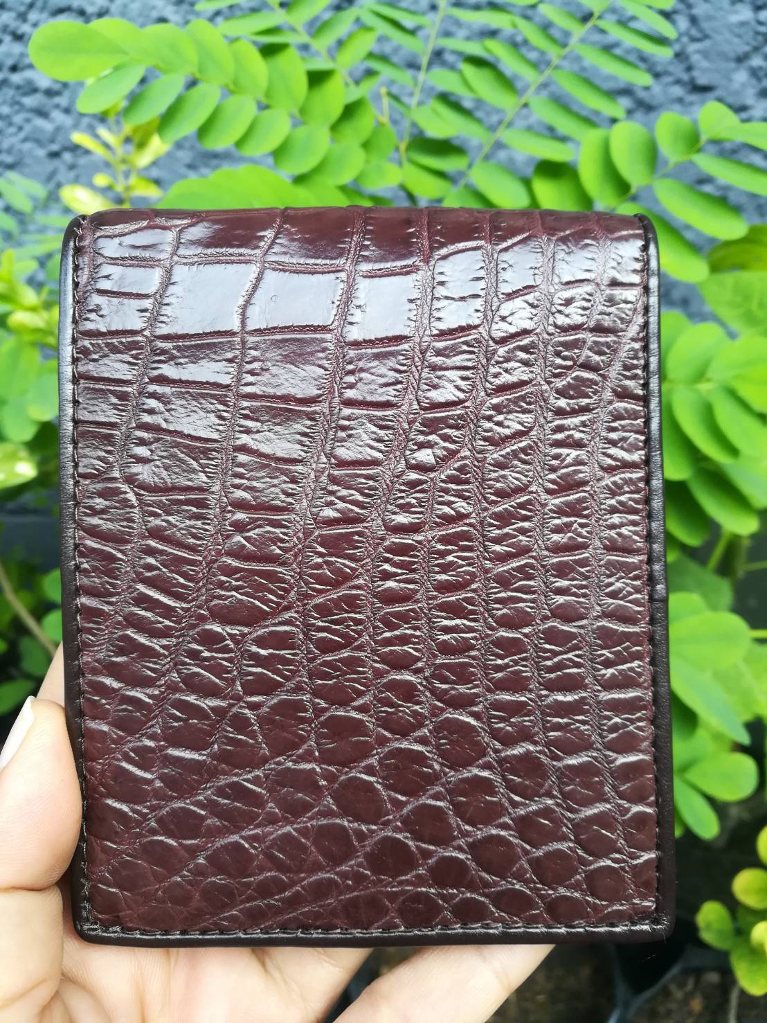 กระเป๋าหนังจระเข้แท้(หนังท้อง) สีน้ำตาล (ซับในมีตำหนิ)