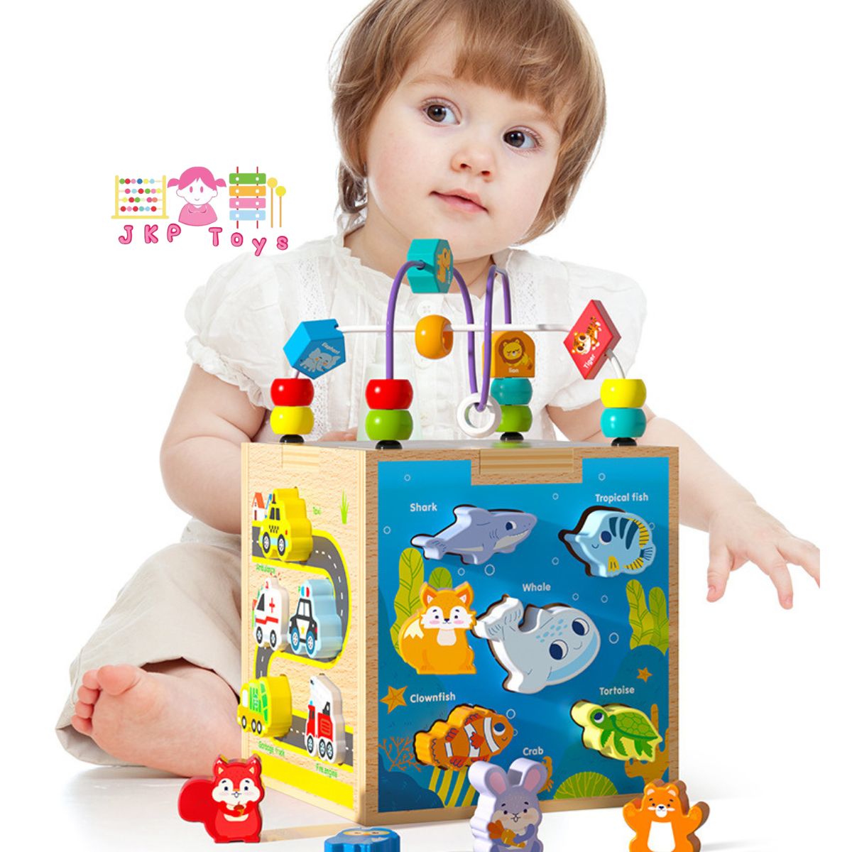 ของเล่นเสริมพัฒนาการ ของเล่นไม้ บล็อคหยอดไม้ลายสัตว์สอนรูปทรง