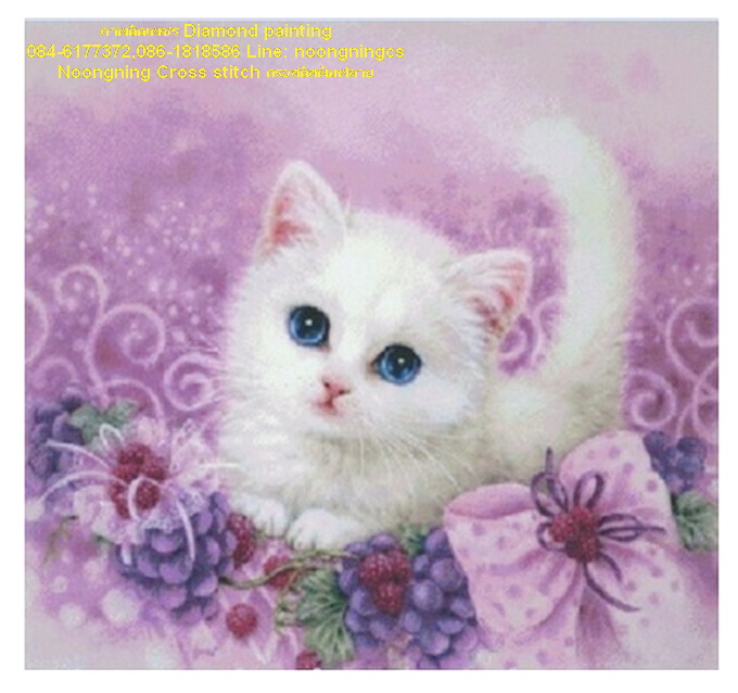 แมวเหมียว ภาพติดเพชร ครอสติสคริสตัล Diamond painting โมเสก ภาพติดเพชร งานฝีมือ DIY
