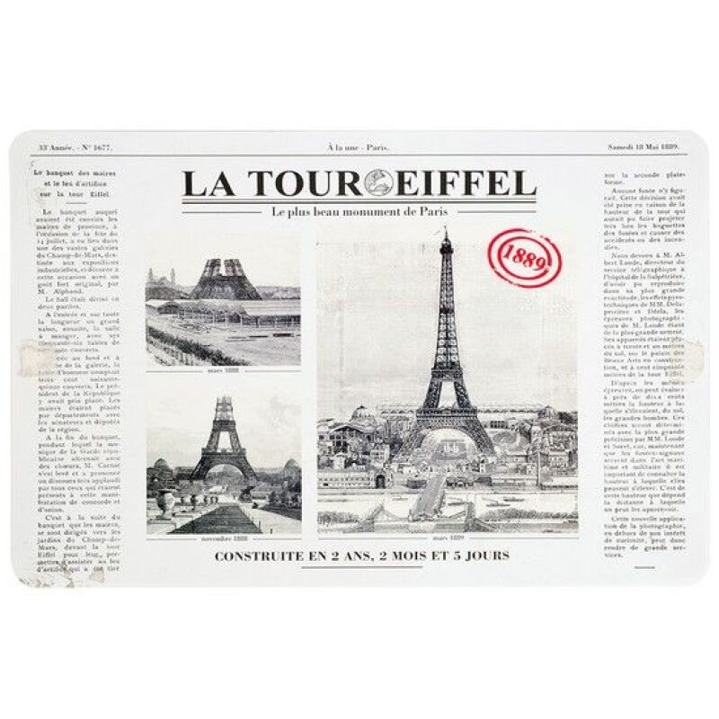 KASSA HOME แผ่นรองจาน PP ลาย La Tour Eiffel รุ่น PPCO-24185 สีขาว - ดำ แผ่นรองจาน ใช้งานได้สะดวก